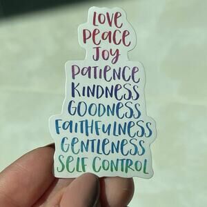 5/$10 Waterproof Vinyl Sticker LOVE PEACE JOY PATIENCE KINDNESS GOODNESS